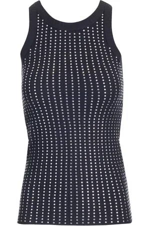 The Attico Black Tank Top With Strass Tops Black