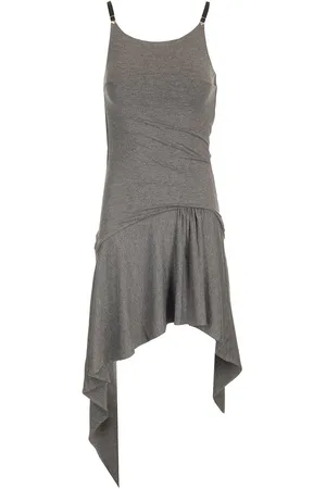 The Attico Mini Skater Spaghetti Strap Dress Jersey Dresses Grey