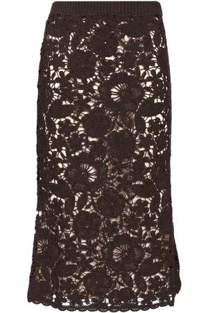 P.A.R.O.S.H. Lace Midi Skirt Skirts Brown