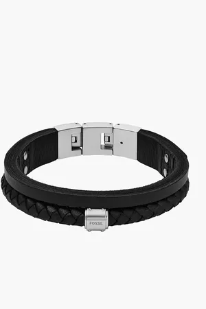 Heritage D-Link Black Leather Bracelet