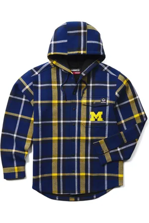 Wolverine X University of Michigan Bucksaw Hooded Flannel Shirt-Jac (Big & Tall) , Size LT